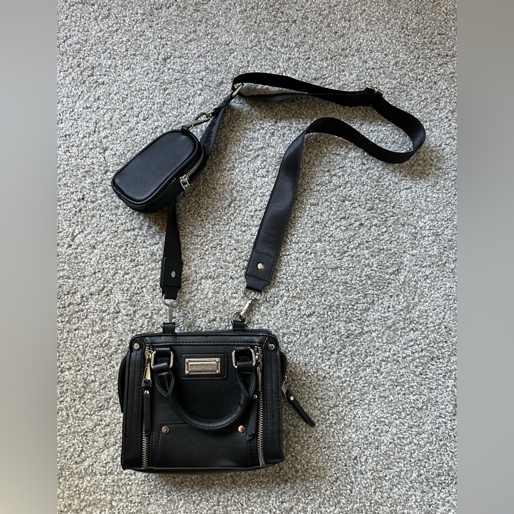 Madden Girl Black Crossbody Bag with Detachable Pouch